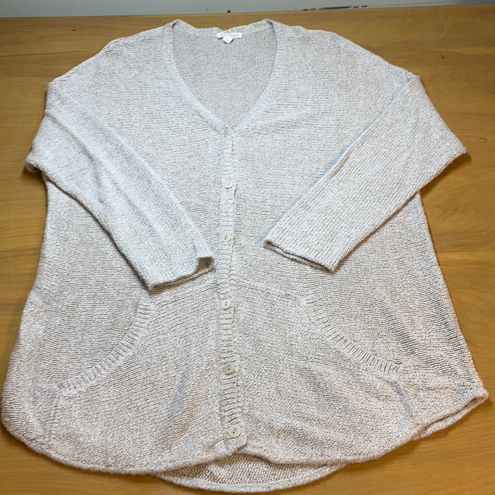 Eileen Fisher Beige Organic Linen/Cotton Sweater L